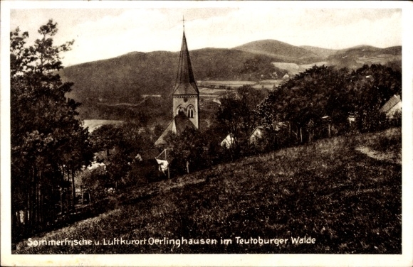 Ak Oerlinghausen in Lippe, Teilansicht, Kirche