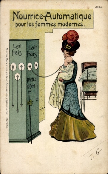 CPA Nourrice Automatique pour les modern women, Lait frais