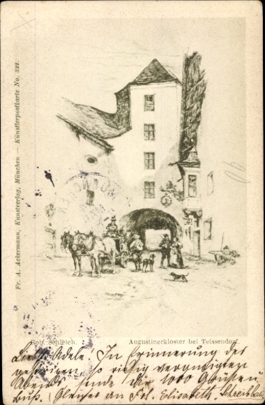 Postcard Teisendorf in Upper Bavaria, Augustinian Monastery