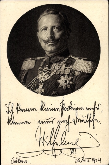 Postcard Kaiser Wilhelm II., I don't know any parties anymore, quote 1914