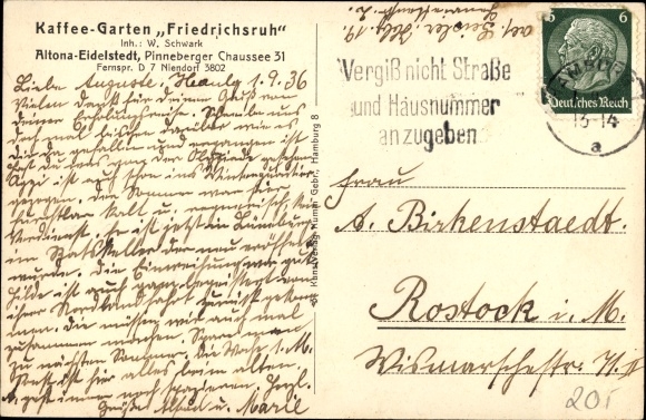 PC Hamburg Eimsbüttel Eidelstedt, coffee garden Friedrichsruh, Pinneberger Chaussee 31
