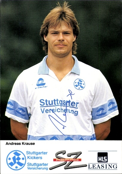 Karta autografu piłkarza Andreasa Krause, Stuttgarter Kickers, autograf
