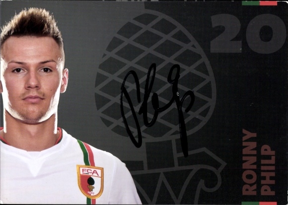 Autograph card footballer Ronny Philp, FC Augsburg, autograph