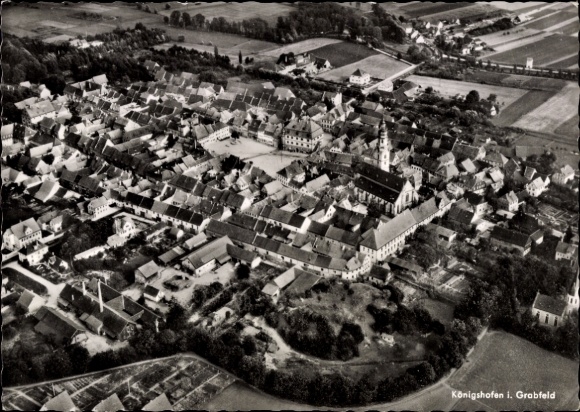 Postcard Bad Königshofen im Grabfeld Lower Franconia, aerial view of Königshofen, city view, houses,