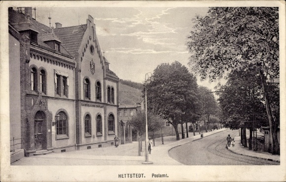 Ak Hettstedt im Südharz, Kaiserliches Postamt, Straßenpartie