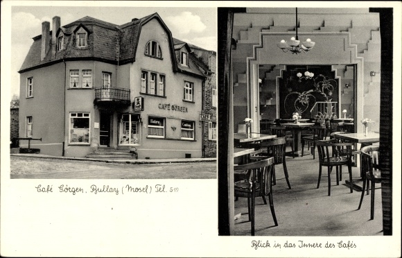 Ak Alf an der Mosel Rheinland Pfalz, Café Görgen, Blick in das Innere