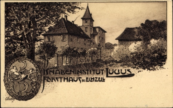 Artist PC Echzell Hessen, boys&#39; institute Lucus, forester&#39;s house, coat of arms