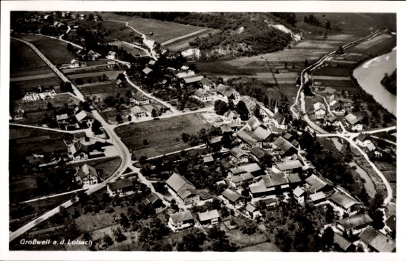 Postcard Großweil in Upper Bavaria, aerial photograph