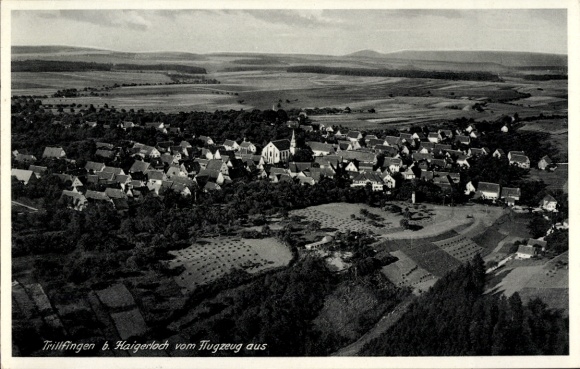 Ak Trillfingen Haigerloch im Zollernalbkreis, Luftaufnahme von  strukturierte Landschaft, viele D