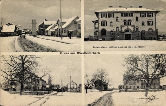Postcard Oberliederbach Liederbach am Taunus, winter views, restaurant with a beautiful view