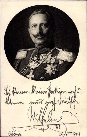 Postal stationery PC Kaiser Wilhelm II, I don&#39;t know any parties anymore, quote 1914