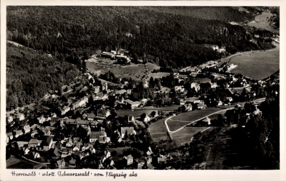 Postcard Bad Herrenalb in the Black Forest, aerial photograph