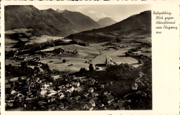 Ruhpolding in Upper Bavaria, landscape view, church, valleys, mountains, houses, photo