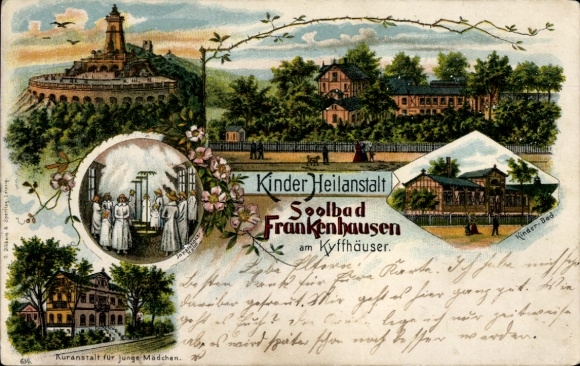 Litho Bad Frankenhausen am Kyffhäuser Thüringen, Kinder Heilanstalt, Kuranstalt für junge Mädchen