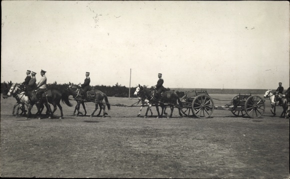 Photo PC German Army in China, gun car, field howitzer battery, rider, I WW