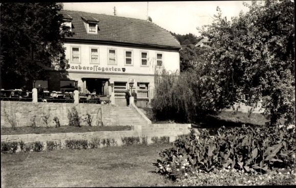 Postcard Bad Frankenhausen am Kyffhäuser Thuringia, Barbarossagarten restaurant