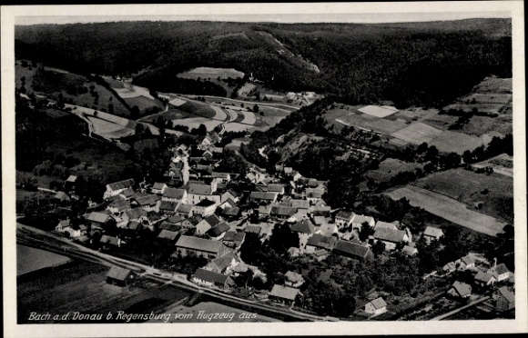 Ak Bach aan de Donau bij Regensburg aan de Donau Boven-Palts, luchtfoto van Regensburg, landelijk