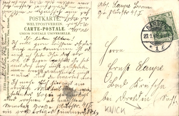Postcard Barmen Wuppertal in North Rhine Westphalia, Villas at the Tölleturm