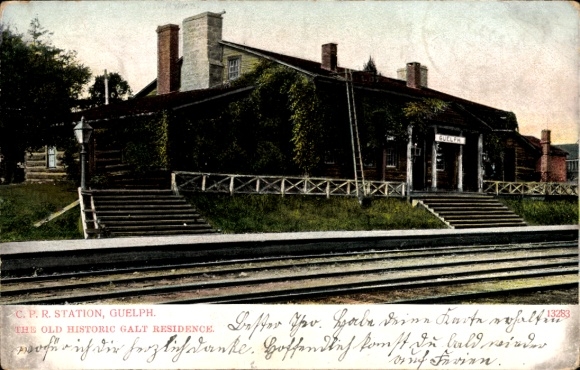 Postcard Guelph Ontario Canada, train station
