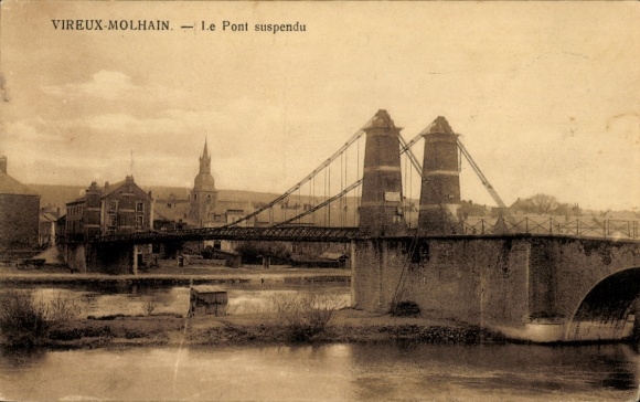 Ak Vireux Molhain Ardennes, Hängebrücke