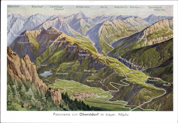 Ak Oberstdorf im Oberallgäu, Panorama, Gebirge