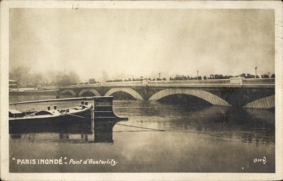 CPA Parijs XII., Pont Austerlitz, Inondation