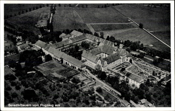 Postcard Benediktbeuren Benediktbeuern in Upper Bavaria, aerial photograph