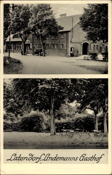 PC Latendorf in Schleswig Holstein, Lindemanns Gasthof, owner Ernst Wolgast, gas pump, garden area