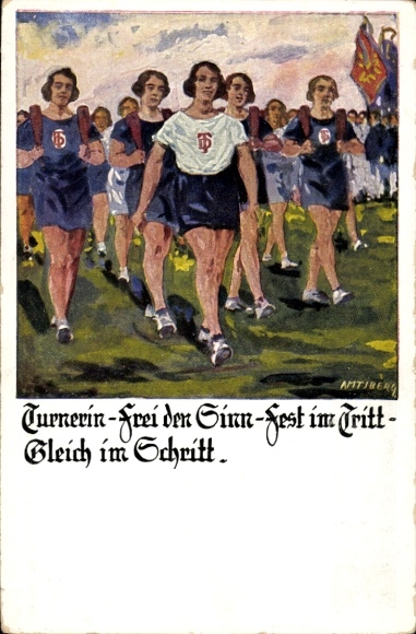 Artist Postcard Amtsberg, Otto, gymnast, free spirit, firm footing, German Gymnastics Association