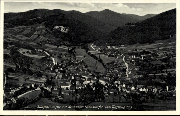Postcard Klingenmünster on the Wine Route Palatinate, aerial photograph