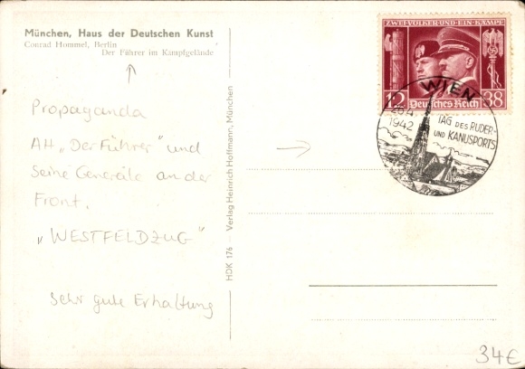 Artist Postcard Hommel, Conrad, The Führer in the Battlefield, HDK 176