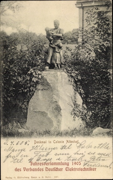Postcard Altenhof Essen Ruhrgebiet, Monument in Colonie Altenhof