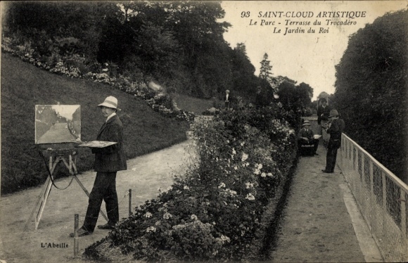 Ak Saint Cloud Hauts de Seine, Parc, Terrasse du Trocadero, Jardin du Roi, Maler