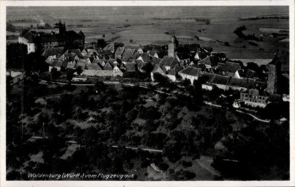 Postcard Waldenburg in Württemberg, aerial photograph