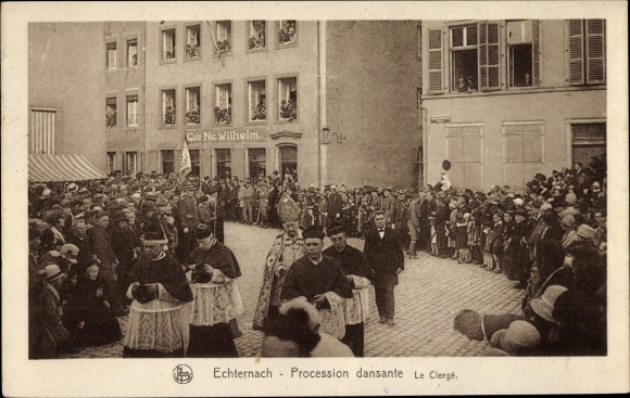 Postcard Echternach Luxemburg, Dance Procession, The Clergy