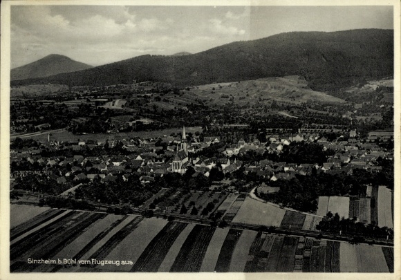 Postcard Sinzheim in Baden, aerial photograph