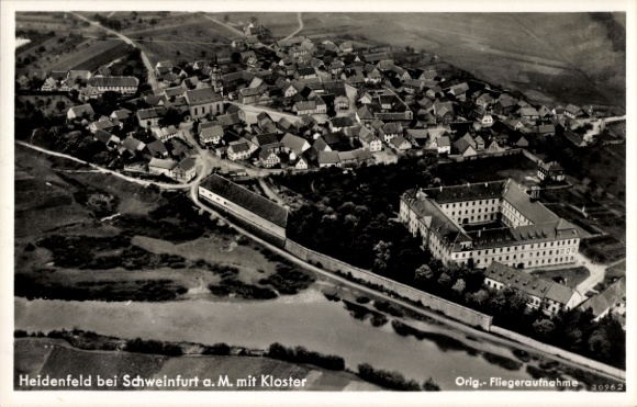 Postcard Heidenfeld Röthlein in Lower Franconia Bavaria, aerial photograph