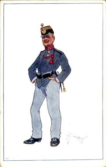 Künstler Ak Schönpflug, Fritz, Kuk Bataillonsinspektor, Standportrait, BKWI 823-5