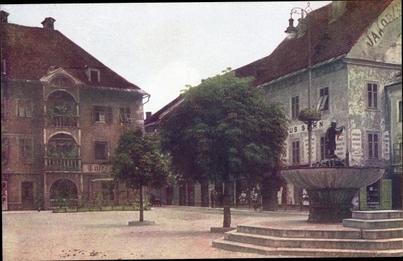 Postcard Sankt Veit an der Glan Carinthia, square with fountain