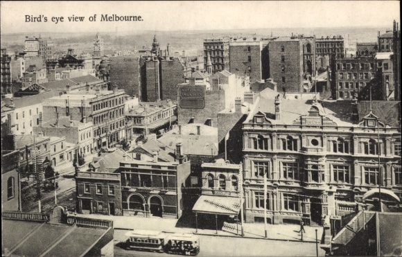 Ak Melbourne Australien, Vogelperspektive auf  Stadtansicht,  Gebäude, Straßen
