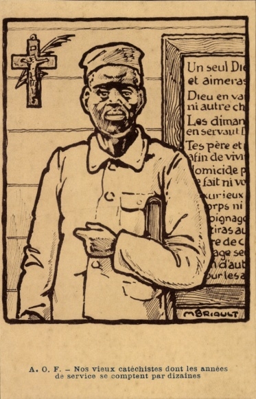 Artist Postcard Briault, M., AOF, African Catechists