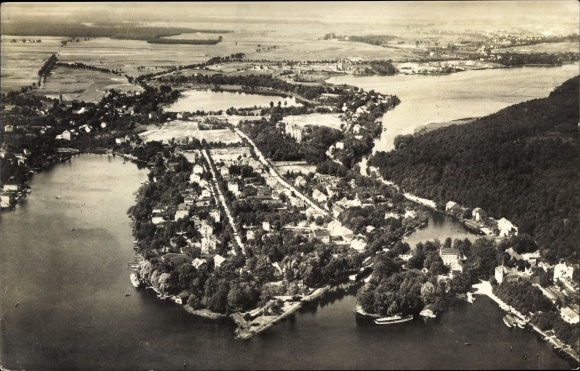 Ansichtkaart Woltersdorf bij Berlijn, plaats met omgeving, luchtfoto