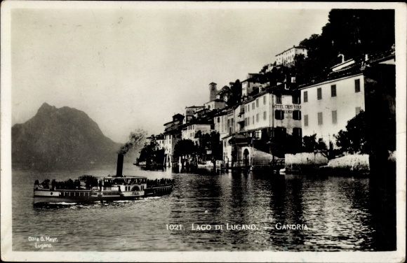 KP Gandria Lago di Lugano Ticino Szwajcaria, hotel, parowiec