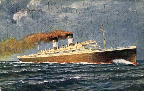 Artist Postcard passenger steamer Roma, Navigazione Generale Italiana