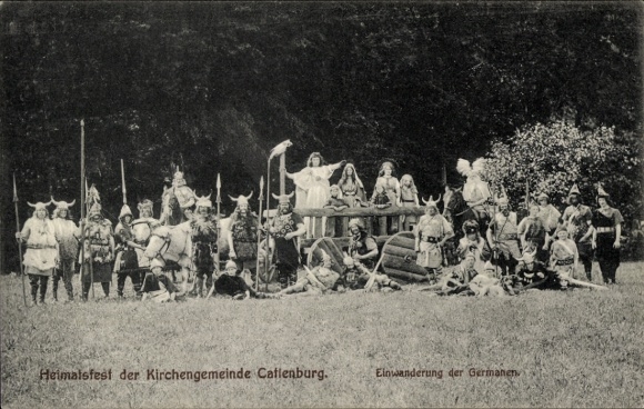 Postcard Katlenburg Lindau in Lower Saxony, local festival of the parish, immigration of the Germanic tribes