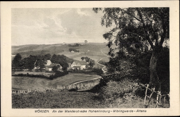 Ak Wörden Wiblingwerde im Sauerland, Wanderstrecke Hohenlimburg-Wiblingwerde-Altena