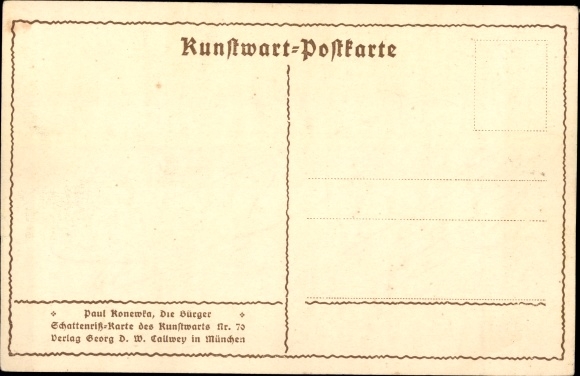 Paper cut Postcard Konewka, Paul, Die Bürger, Kunstwart No. 70