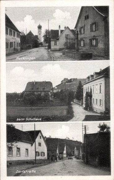 Postcard Hecklingen in Anhalt, schoolhouse, Dorfstraße