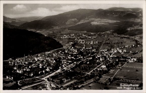 Postcard Schopfheim in the district of Lörrach Baden Württemberg, aerial photograph