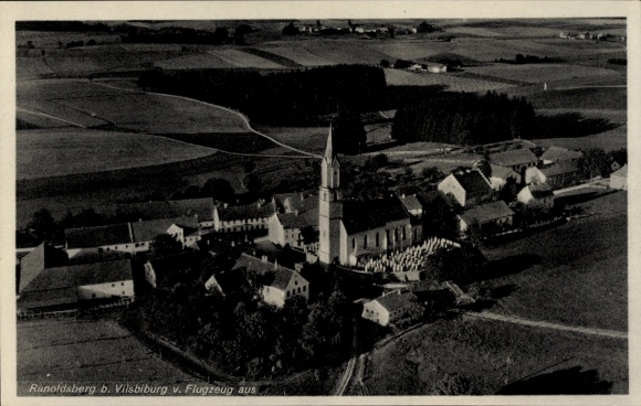 Postcard Ranoldsberg Buchbach in Upper Bavaria, aerial photograph